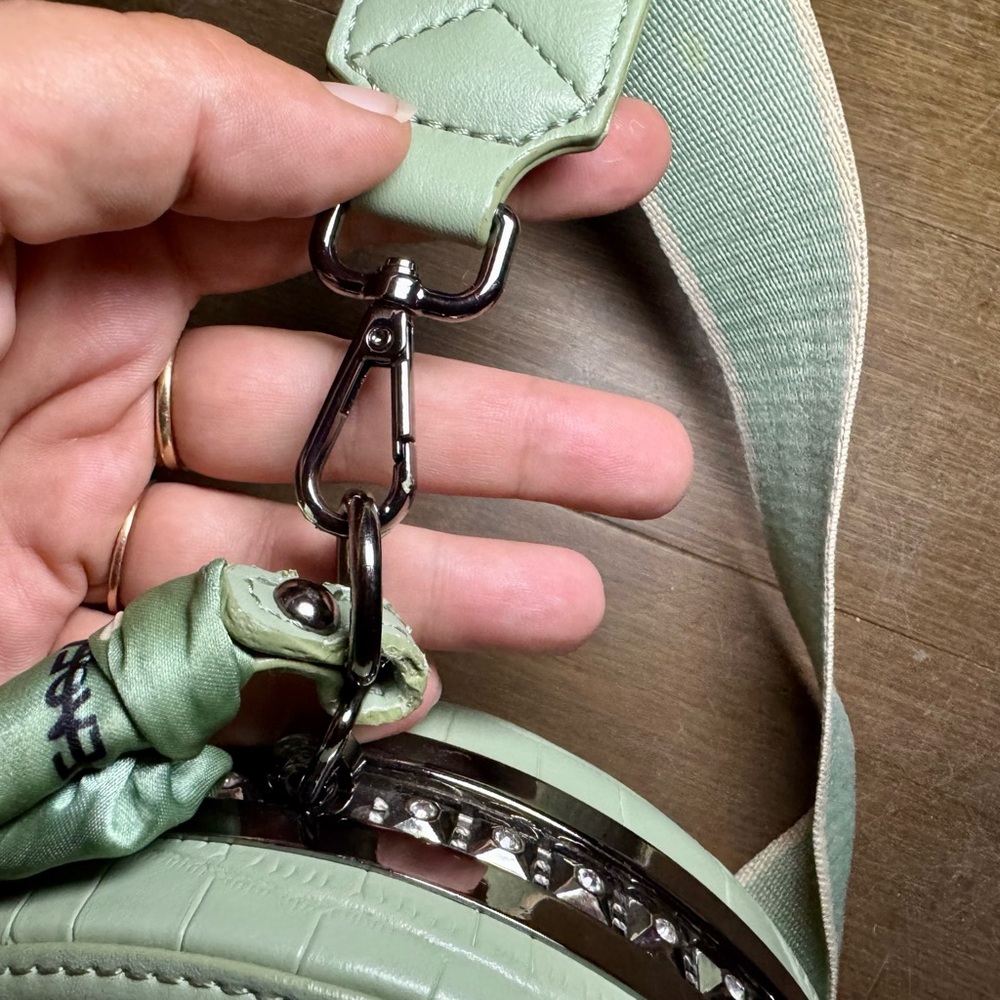 Mint Green Croc-Embossed Mini Bag - Picture 15 of 16